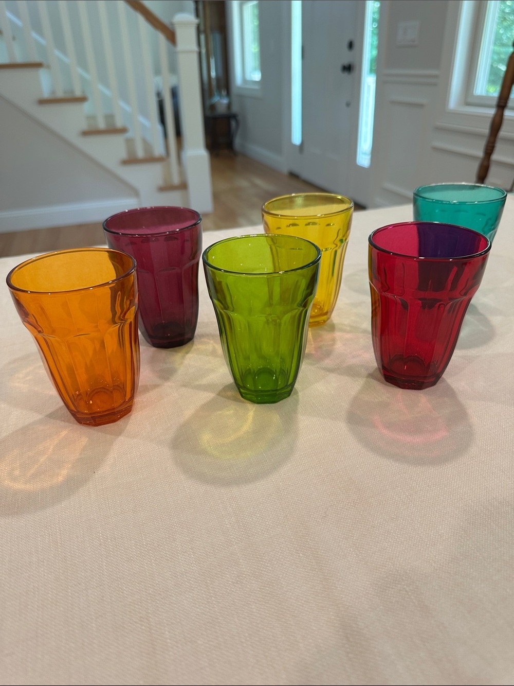 Set of 6 Vintage Multi Jewel Tone Color Pasabahce Palaks Glasses Cups Glass